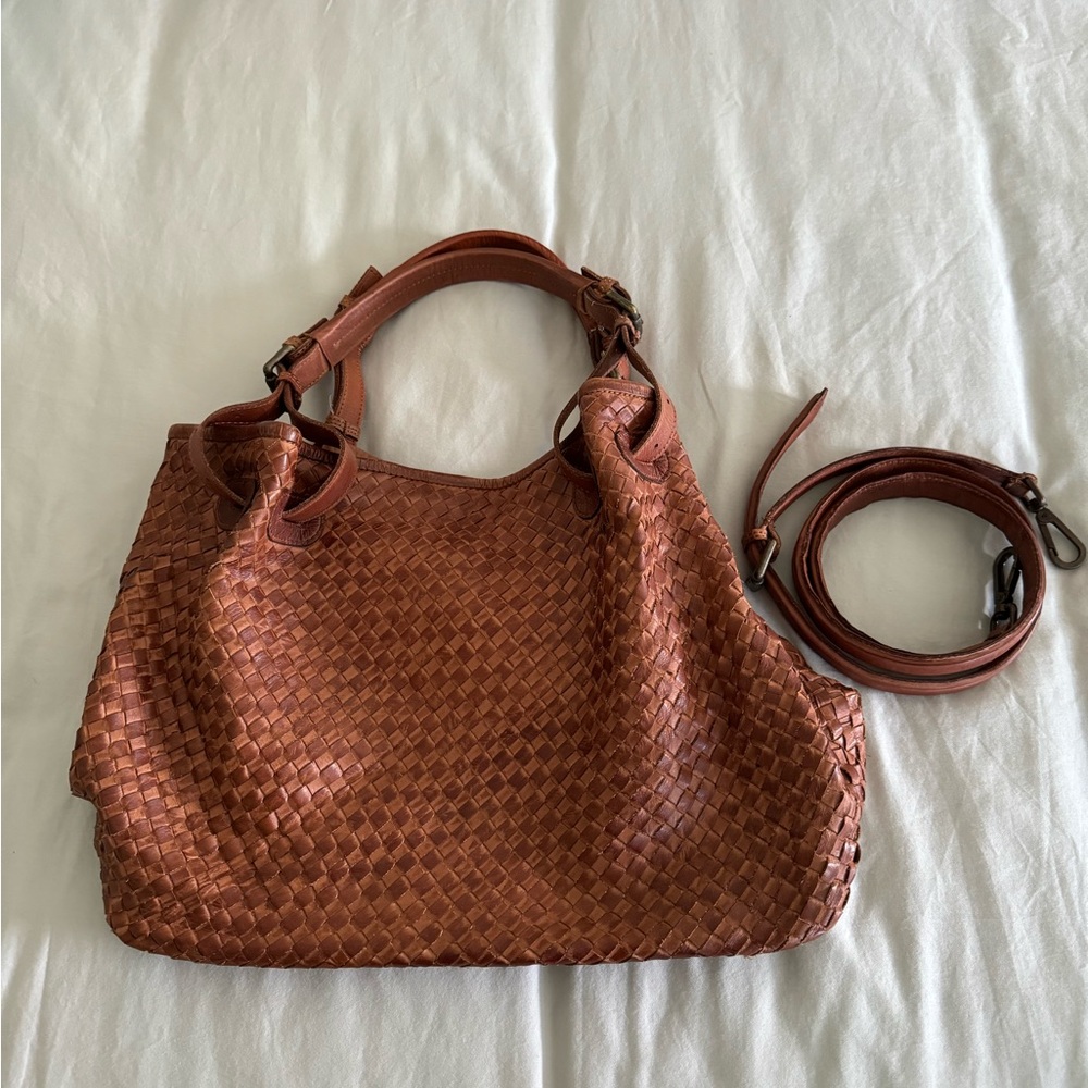 Valentina Woven Leather Tote Handbag - Picture 3 of 12